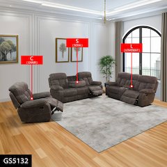 Brown Cashmere Fleece Living Room Recliner Intelligent 3-Piece Sofa Set