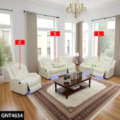 Max Power Recliner Living Room Set with LED White