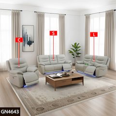 Max Power Recliner Living Room Set with LED Light Grey