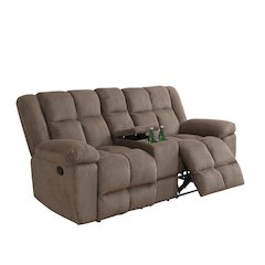 Brown Stripe Fabric Living Room Recliner Loveseat