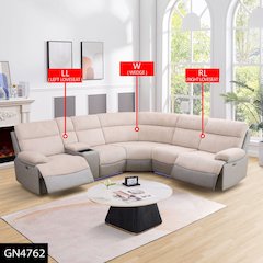 Max Power Recliner Living Room Set with LED White/Grey