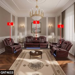 Max Power Recliner Living Room Set with LED Brown