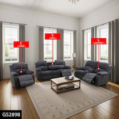 Max Power Recliner Living Room Set with LED Dark Grey