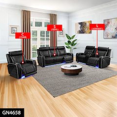 Max Power Recliner Living Room Set with LED Black