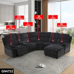 Max Power Recliner Living Room Set Gray& Black