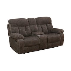 Brown Cashmere Fleece Living Room Recliner Loveseat