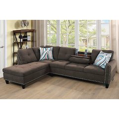 Sectional Sofa Set For Living Room In Left Facing Brown Gray Color