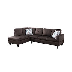 Sectional Sofa Set For Living Room In Left Facing Brown Gray Flannel Color