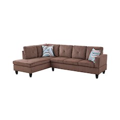 Sectional Sofa Set For Living Room In Left Facing Brown Corduroy Color