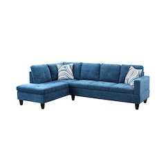 Sectional Sofa Set For Living Room In Left Facing Sky Blue Linen Color
