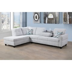Sectional Sofa Set For Living Room In Left Facing Gray White Color