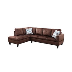 Sectional Sofa Set For Living Room In Left Facing Medium Brown Microfiber Color