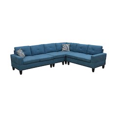 Sectional Sofa Set For Living Room In Blue Calico Color