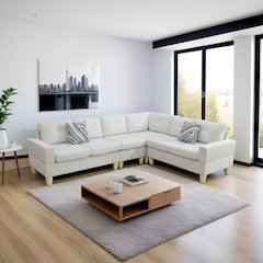 Sectional Sofa Set For Living Room In Beige Massa Color