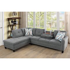 Sectional Sofa Set For Living Room In Left Facing Gray Color