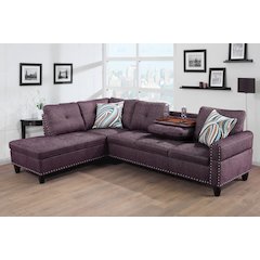 Sectional Sofa Set For Living Room In Left Facing Purple Color