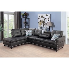 Sectional Sofa Set For Living Room In Left Facing Black Color
