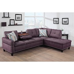 Sectional Sofa Set For Living Room In Right Facing Purple Color