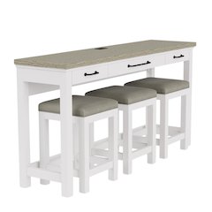 Beige Bar Table and Chairs Set with Counter Stools Set of 3