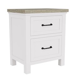 Wood Nightstand with 2 Drawers – Beige End Table Bedroom Accent Storage