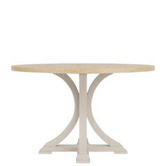 Beige Round Wood Dining Table, 48 Inch Round Table for 4 in Farmhouse Style