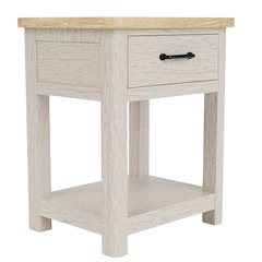 Wood Nightstand with Drawer – Beige End Table Bedroom Accent Storage