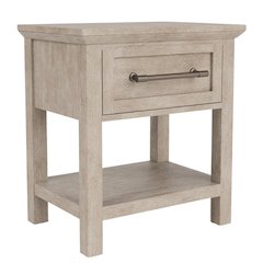 Solid Wood Gray Nightstand – 26 Inch High End Table with Drawer