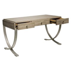 Wooden Desk with 3 Drawers – Brown Writing Desk with Storage for Office