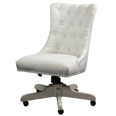 Brown Upholstered Swivel Chair – Armless Desk Chair for Office Work