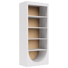 White Bookcase, Pine Veneers, Rattan Back, 4 Adjustable Shelves, Tip Restraint