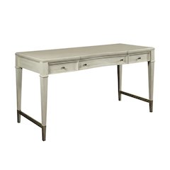 Executive Wood Desk with 3 Drawers – Traditional Office Desk in Brown Finish