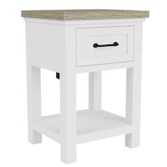 Wood Nightstand with Drawer – Beige End Table Bedroom Accent Storage