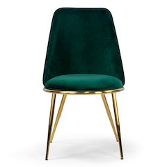 Set of 2 Anzu Green Velvet Dining Chair with Golden Metal Legs