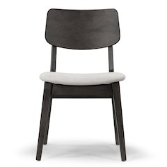 Set of 2 Astin Black Wood Chair with Light Gray Fabric Seat