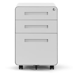 Aviya White 3-Drawer File Cabinet with lock and Wheels
