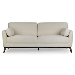 Birre Beige Micro Boucle Fabric Sofa with Walnut Wood Legs