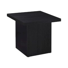 Modern Square End Table, Black Laminate Veneer, Scratch-Resistant