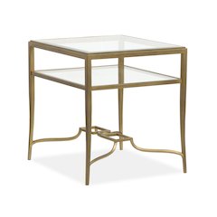 Lorena Burnished Brass Rectangular End Table