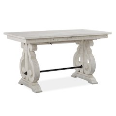 Alabaster And Toasted Nutmeg Extendable Rectangular Counter Height Dining Table