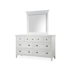 Heron Cove Chalk White And Dovetail Grey Drawer Dresser With Landscape Mirror