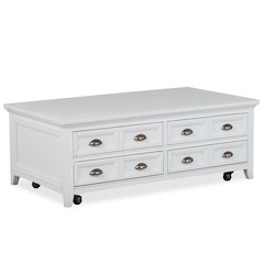 Heron Cove Chalk White Lift Top Storage Cocktail Table With Casters