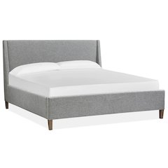 Lindon Belgian Wheat And Coffee Bean Queen Grey Upholstered Island Bed