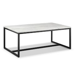 Torin White Marble And Matte Black Rectangular Cocktail Table