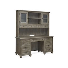 Lancaster Dovetail Grey Credenza With Hutch