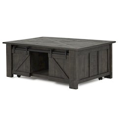 Garrett Weathered Charcoal Rectangular Lift Top Cocktail Table With Casters