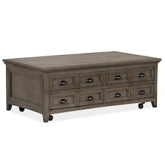 Paxton Place Dovetail Grey Lift Top Storage Cocktail Table With Casters