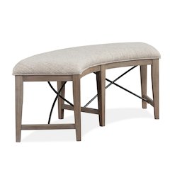 Paxton Place Dovetail Grey Upholstered Curved Bench