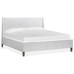 Lindon Belgian Wheat California King White Upholstered Island Bed
