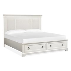 Kingston Whisper White And Cerused Nutmeg King Upholstered Panel Storage Bed