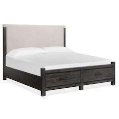 Plum Creek Ravenwood Black Queen Upholstered Panel Storage Bed